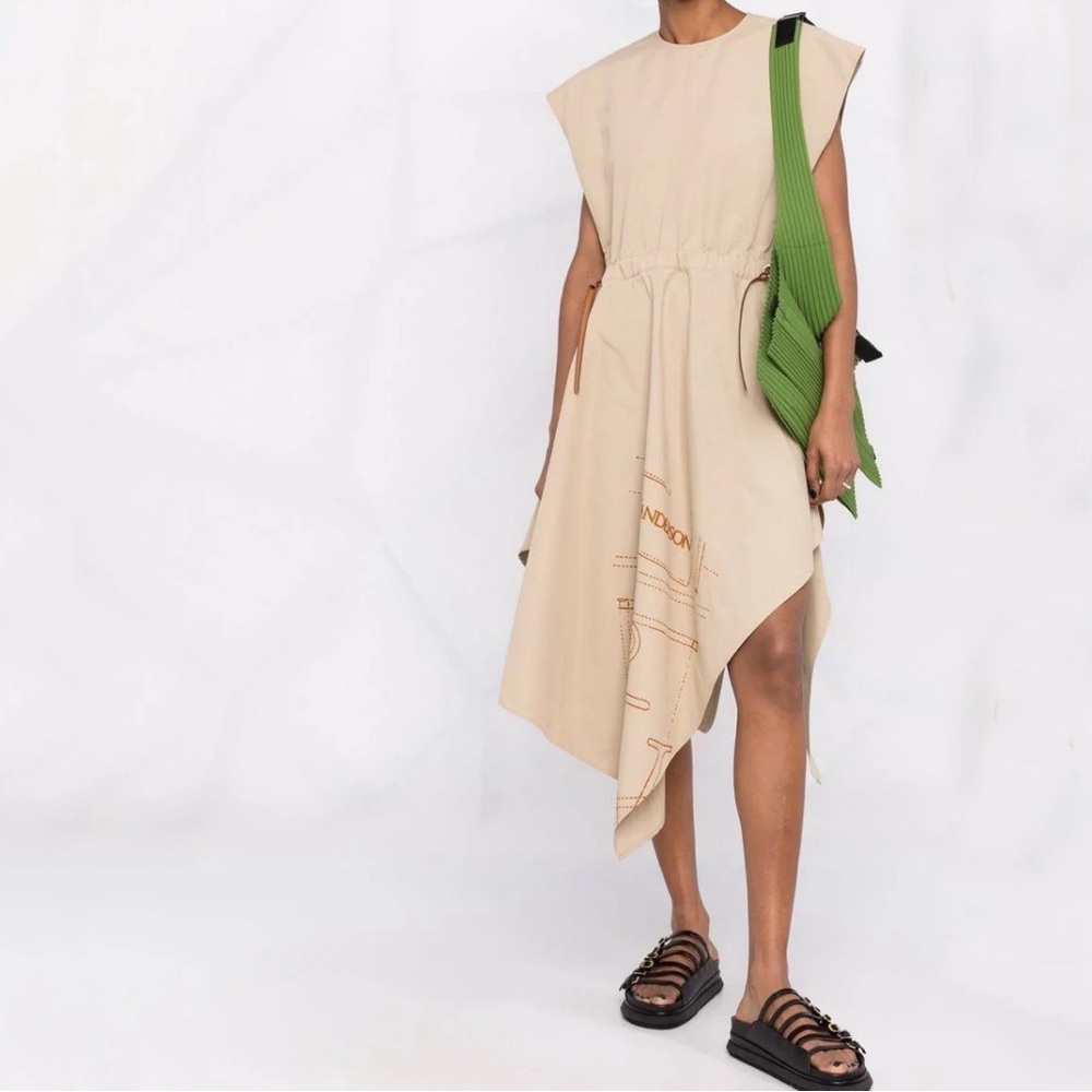 NWT JW ANDERSON CAP SLEEVE ASYMMETRIC MIDI DRESS